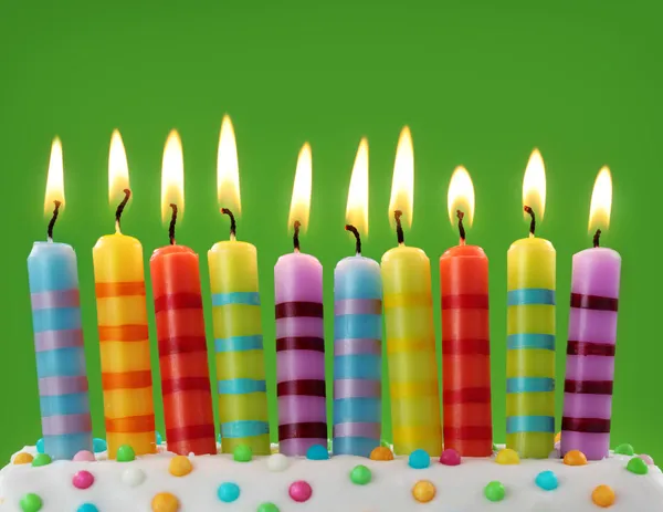 Tien kleurrijke kaarsen — Stockfoto