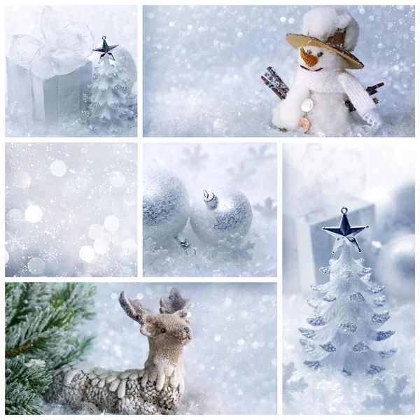 Witte Kerstmis collage — Stockfoto