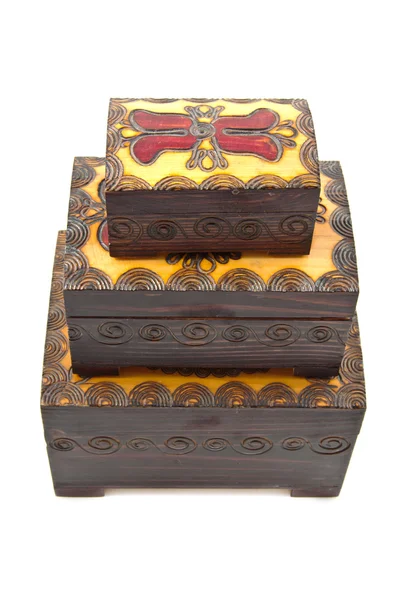 Handmade wooden boxes — Zdjęcie stockowe