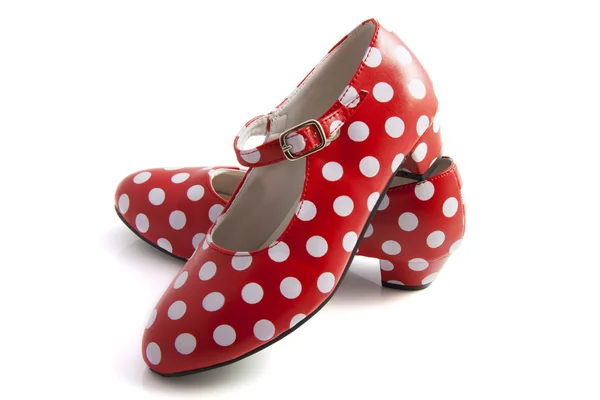 Spanish speckles red white shoes — Stock Photo, Image