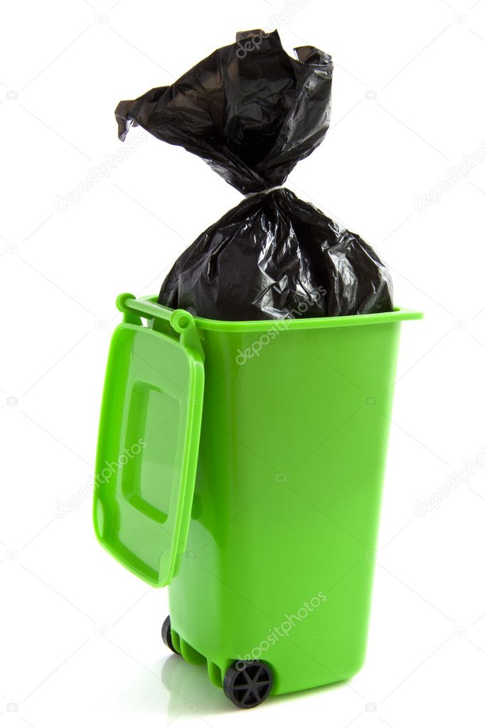 Green garbage bag