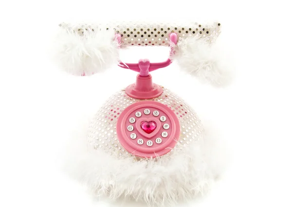 Fluffy pink phone — Stock Photo, Image