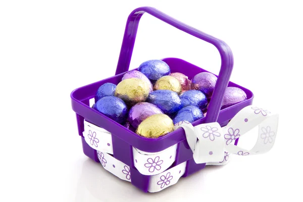 Purple easter basket — Stock Photo, Image