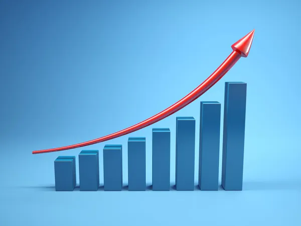 Drie dimensionale grafiek aan de groei — Stockfoto