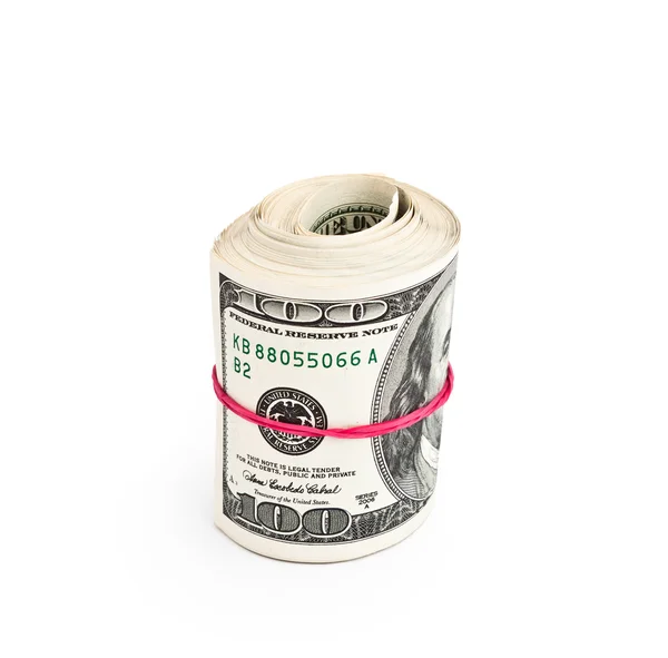 Roll of hundred dollars — Stock Photo, Image