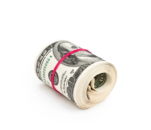 Roll of hundred dollars — Stock Photo, Image
