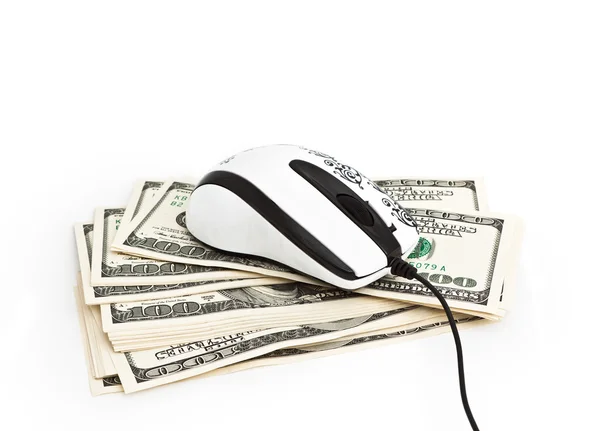 ドルの上のコンピューターのマウス — ストック写真
