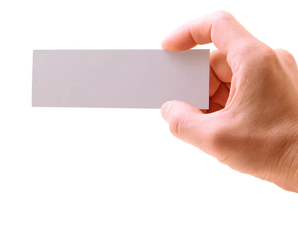 Mano con una carta isolata su sfondo bianco — Foto Stock