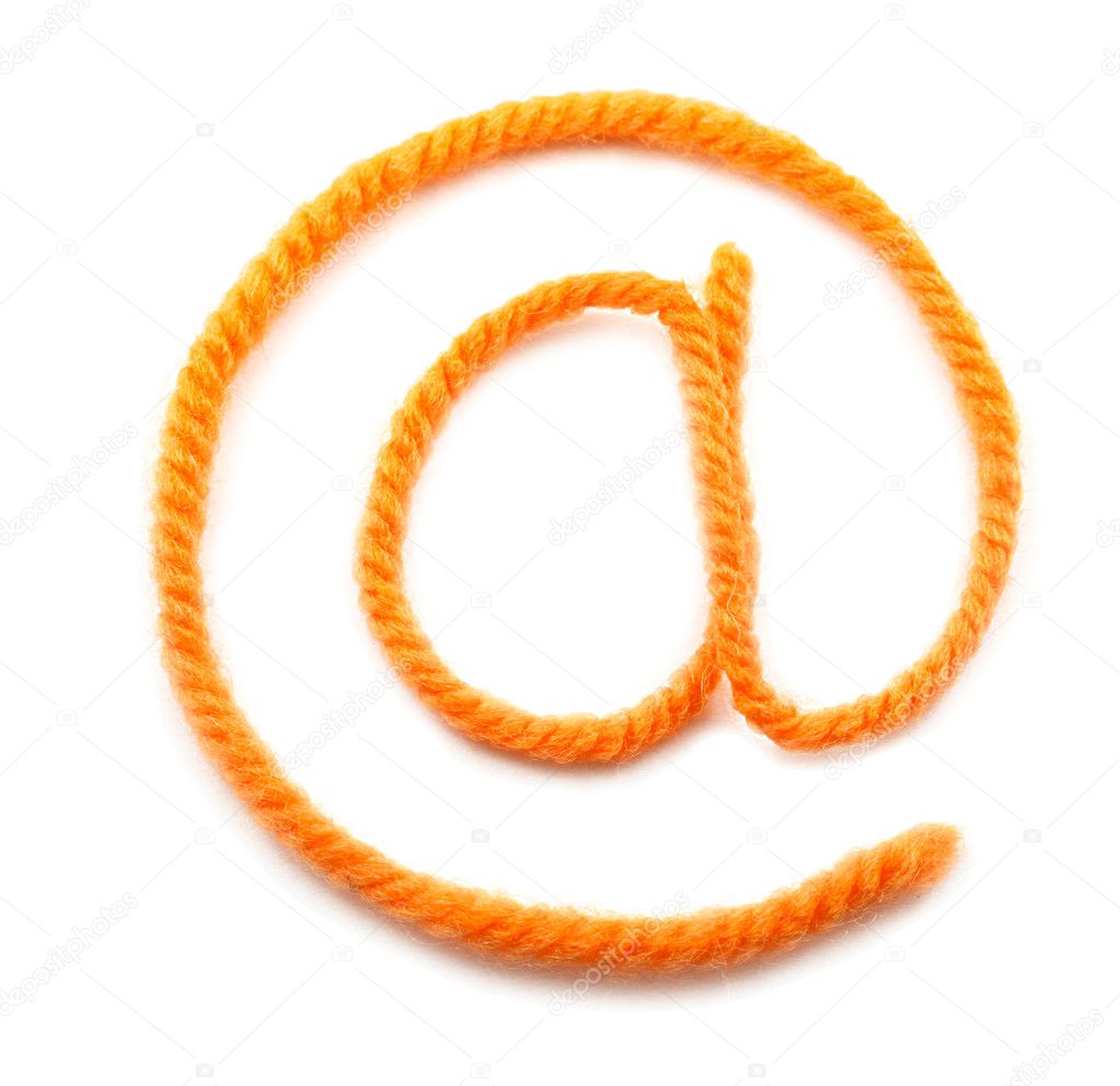 The symbol e-mail from a orange wool