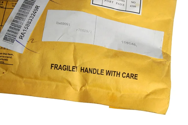 Fragile, maniglia con cura . — Foto Stock