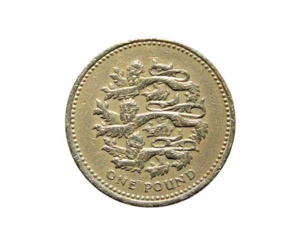 Jeden Funt moneta na białym tle — Zdjęcie stockowe