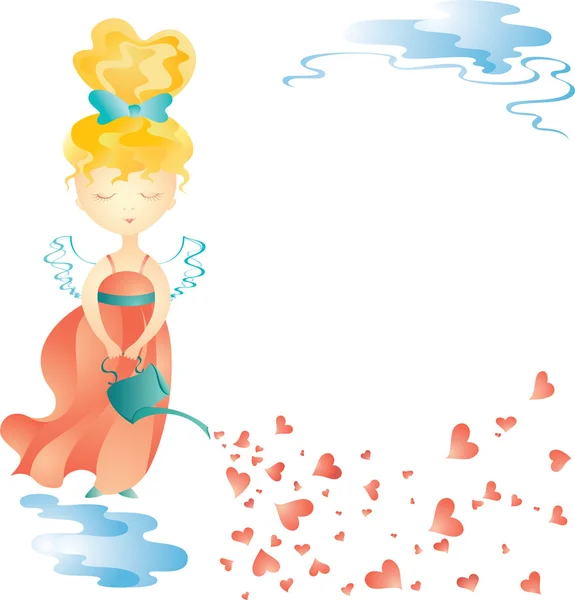 Love fairy with water can — Stock Vector