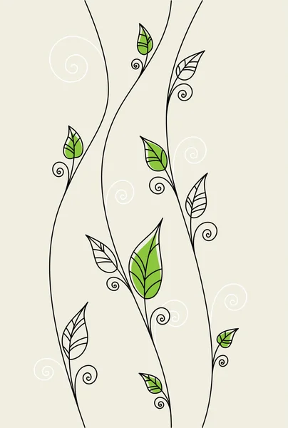 Floraler Hintergrund mit grünen Blättern — Stockvektor