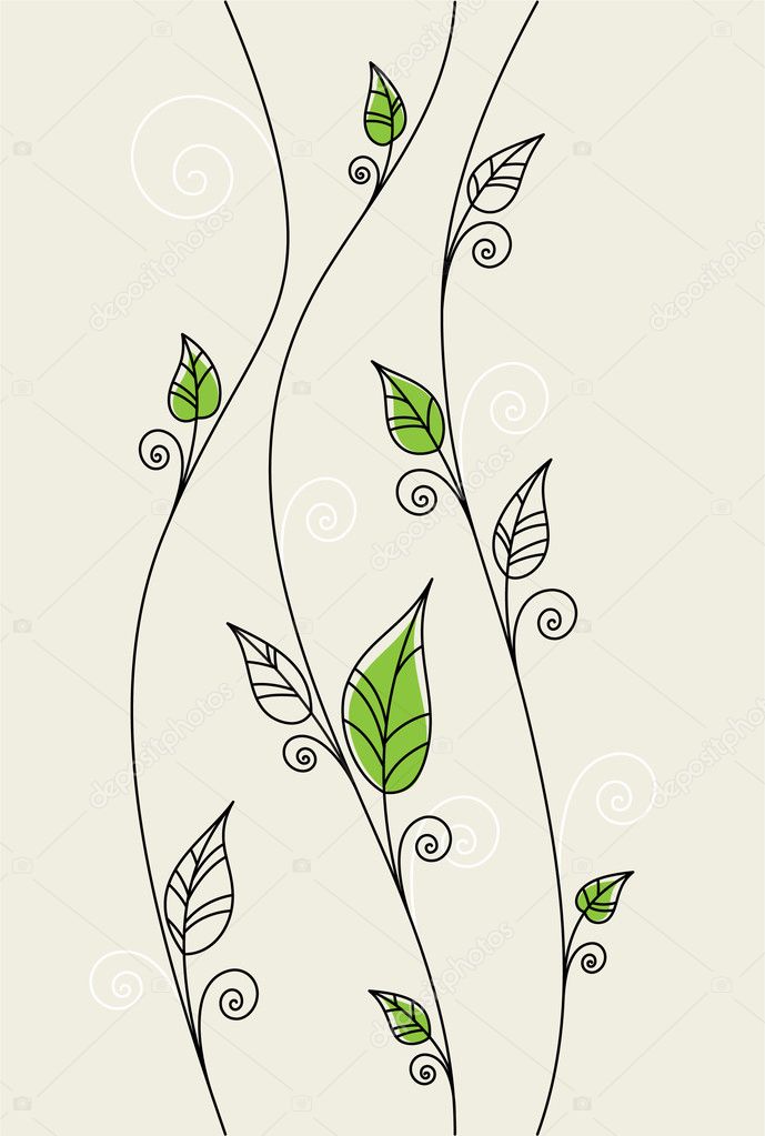 Floral background with green leaves