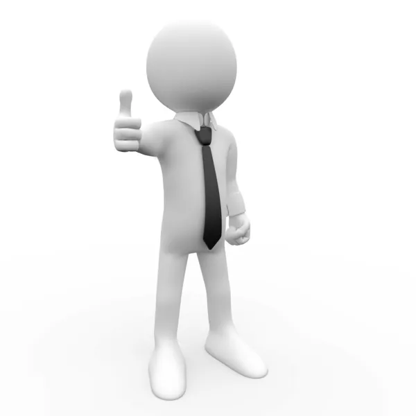 3D human with the thumb up — Stock Photo, Image