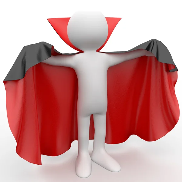 3D human dressed in a red cape and black — Stock Photo, Image