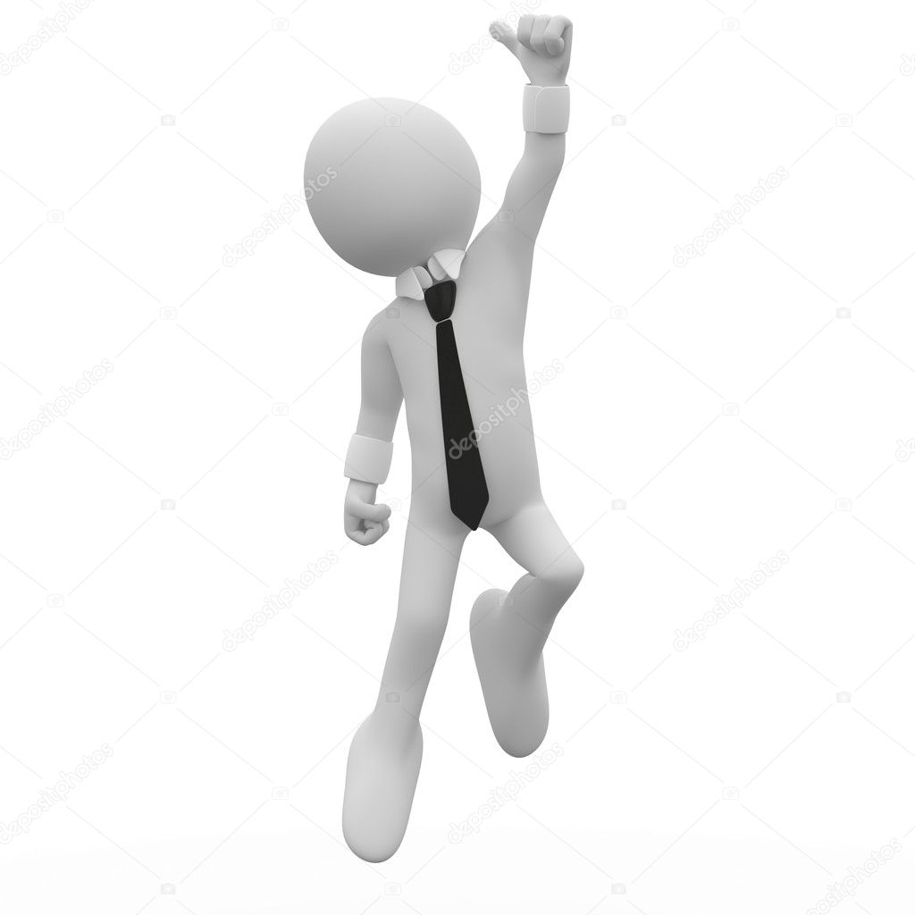 Businessman jumping for joy, with the thumb up