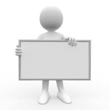 3d human with white poster to fill it with whatever you like clipart