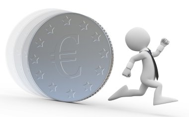 euro simgesi ile büyük bir para çalışan bir iş adamı