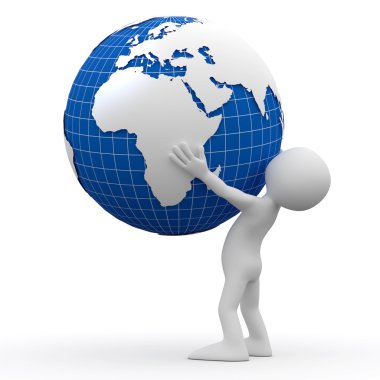Man holding Earth with his hands clipart