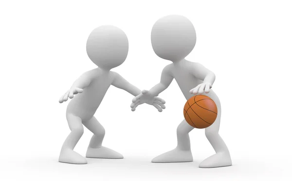 Dois jogadores de basquete confrontados em um em um — Fotografia de Stock