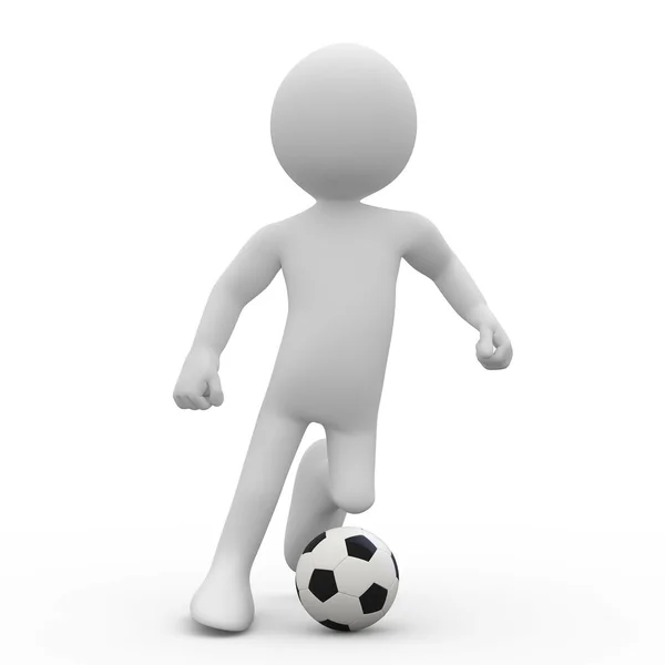 Giocatore di calcio dribbling con una palla — Foto Stock