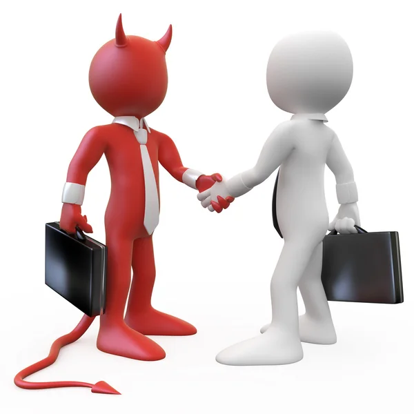 Diabo fechando um acordo com um homem de negócios — Fotografia de Stock
