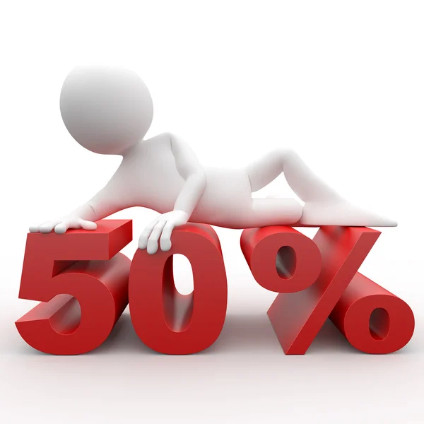 3d human lying in 50 percent — Stock Photo, Image