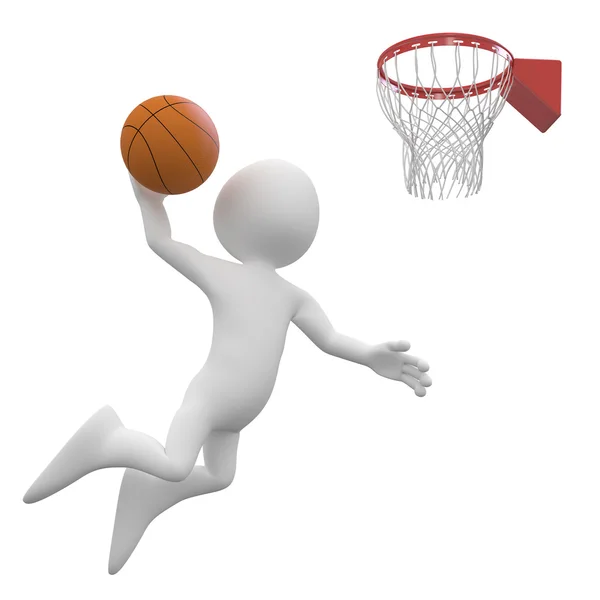 Basketball joueur faire un dunk dans le panier — Photo