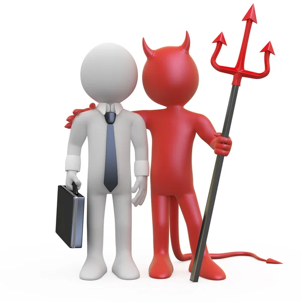 Devil with a businessman who has a deal — Stock Photo, Image