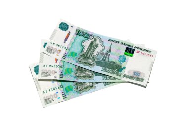 Three thousands rubles banknotes clipart