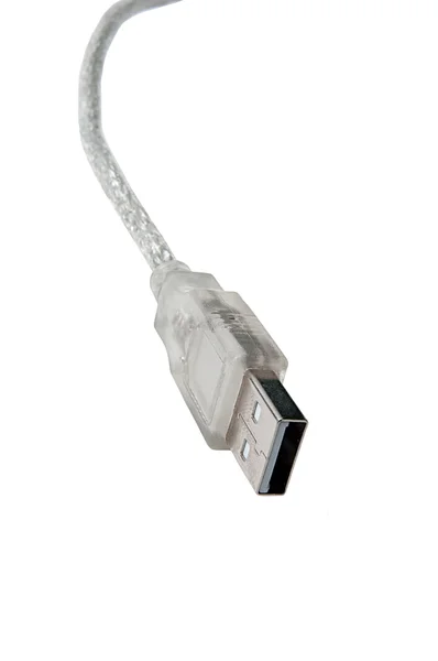 Plugue USB prata com cabo — Fotografia de Stock