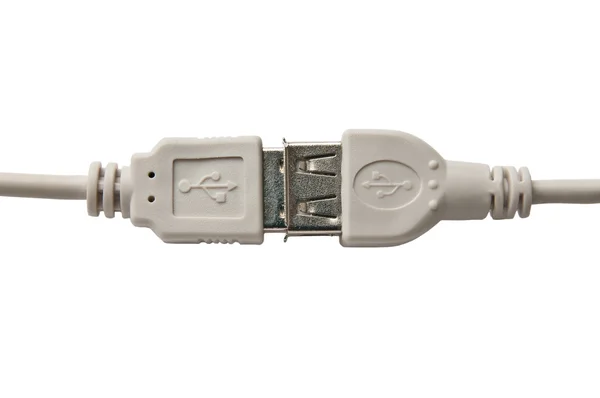Conectores conectados Cabo de extensão USB — Fotografia de Stock