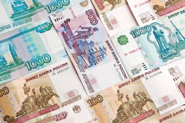 Background of ruble banknotes clipart