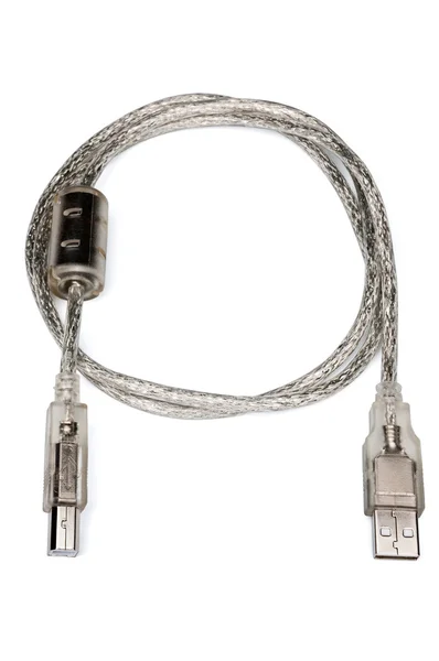 Silver usb to printer cable with filter — Stock Photo, Image