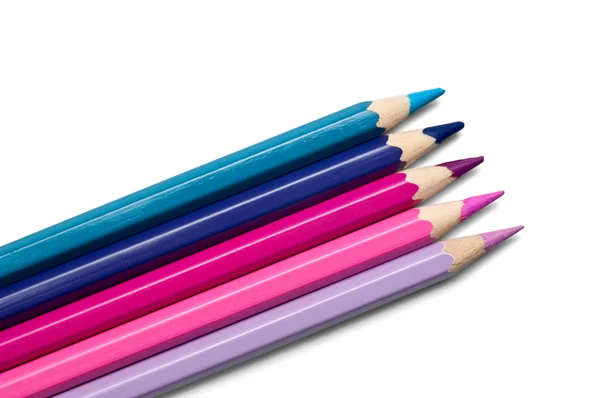 Set di matite colorate, tavolozza viola-viola — Foto Stock