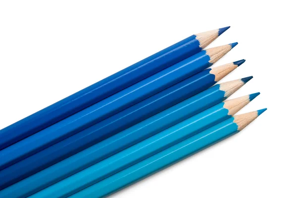 Sada barevných tužek, modré palety — Stock fotografie