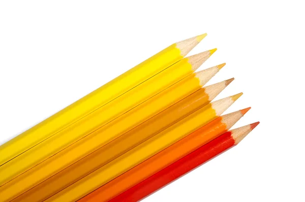 色鉛筆、黄色オレンジ色パレットのセット — ストック写真