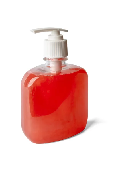 Бутылка жемчуга - красноватое жидкое мыло — стоковое фото