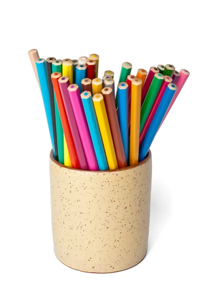 Set kleurpotloden in een kopje — Stockfoto