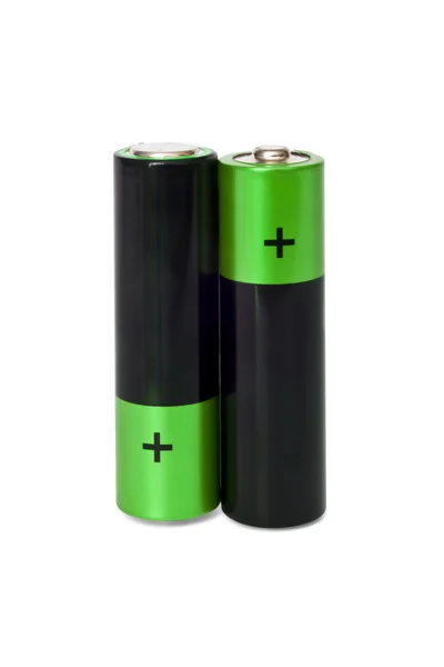 Två aa batterier stående — Stockfoto