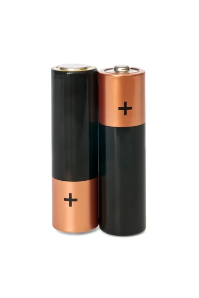Zwei AA-Batterien stehen lizenzfreie Stockbilder