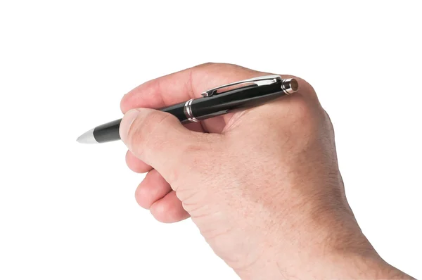 stock image Hand, writing a black ballpoint pen