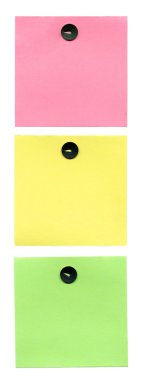 Three color stickers pinned pushpin like traffic light clipart