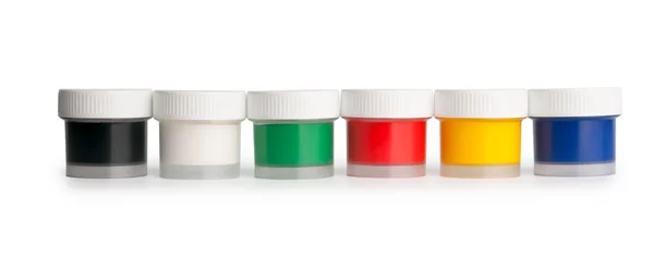 Gouache palette jars in a row — Stock Photo, Image