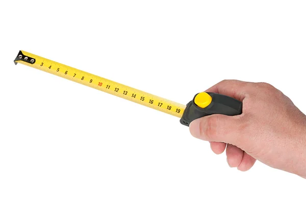 Measurement roulette in hand — Stock Photo, Image