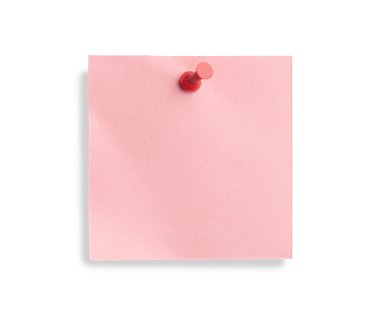 Pink note with red pin clipart