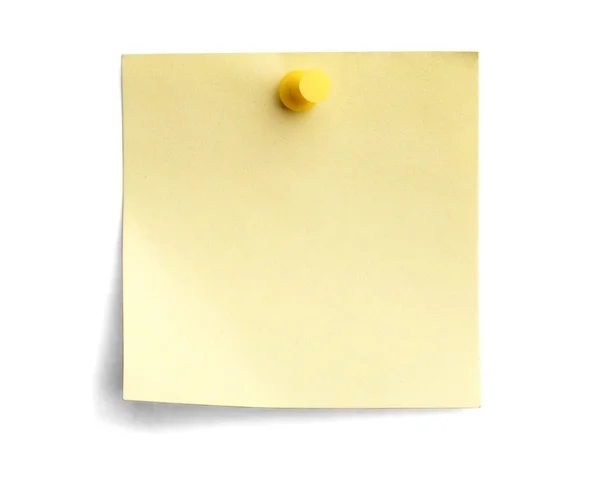 Yellow note with yellow pin — Stock Photo, Image