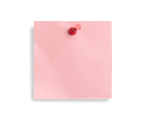 Nota rosa com pino vermelho — Fotografia de Stock