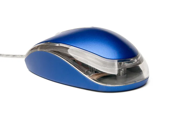 Blue-metallic computer mouse — Stock Photo, Image